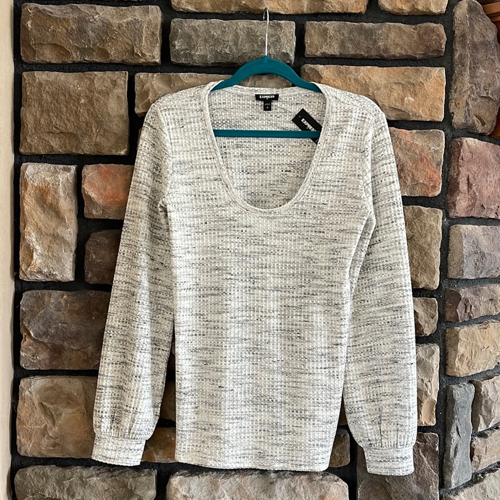 NWT Express grey and white long sleeve shirt